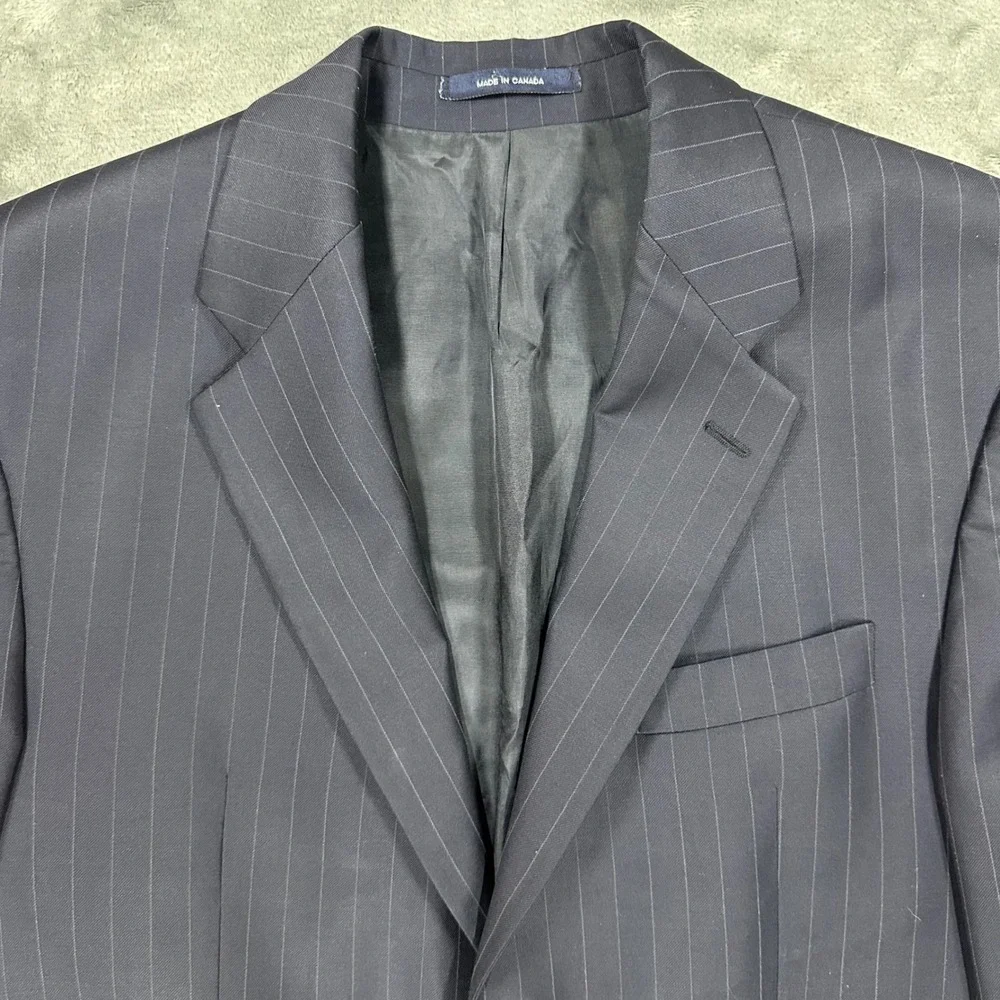 Vintage Chaps Ralph Lauren Mens Navy Pinstripe Wool Cashmere Suit 40S 35W